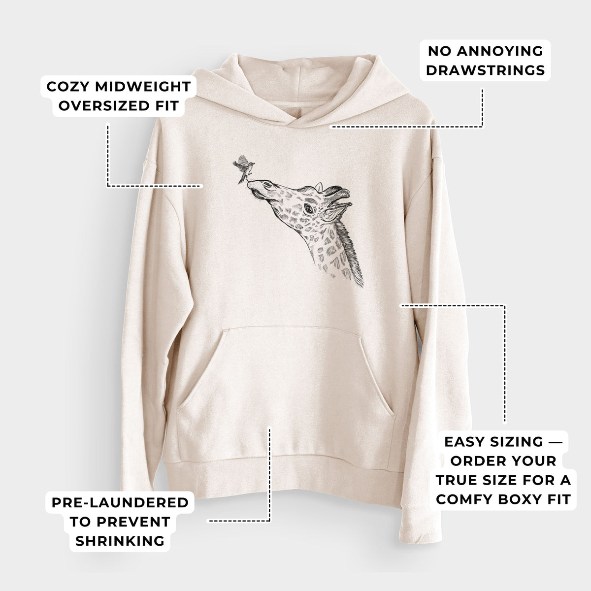 Northern Giraffe - Giraffa camelopardalis  - Bodega Midweight Hoodie