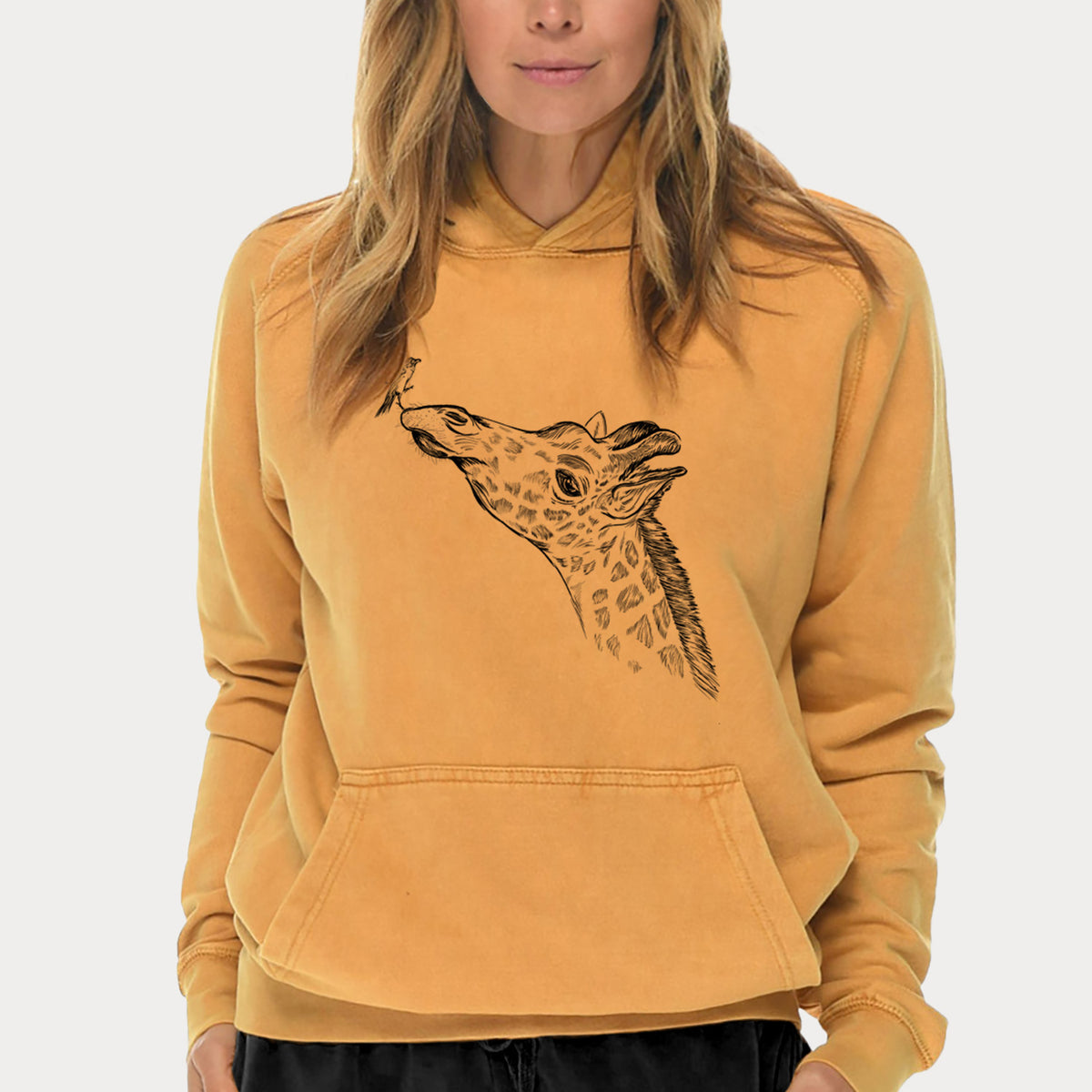 Northern Giraffe - Giraffa camelopardalis  - Mid-Weight Unisex Vintage 100% Cotton Hoodie