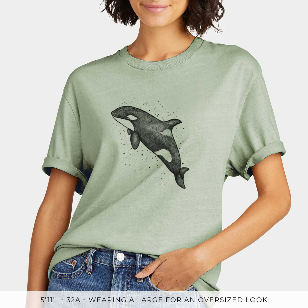 Orca Whale -  Mineral Wash 100% Organic Cotton Short Sleeve