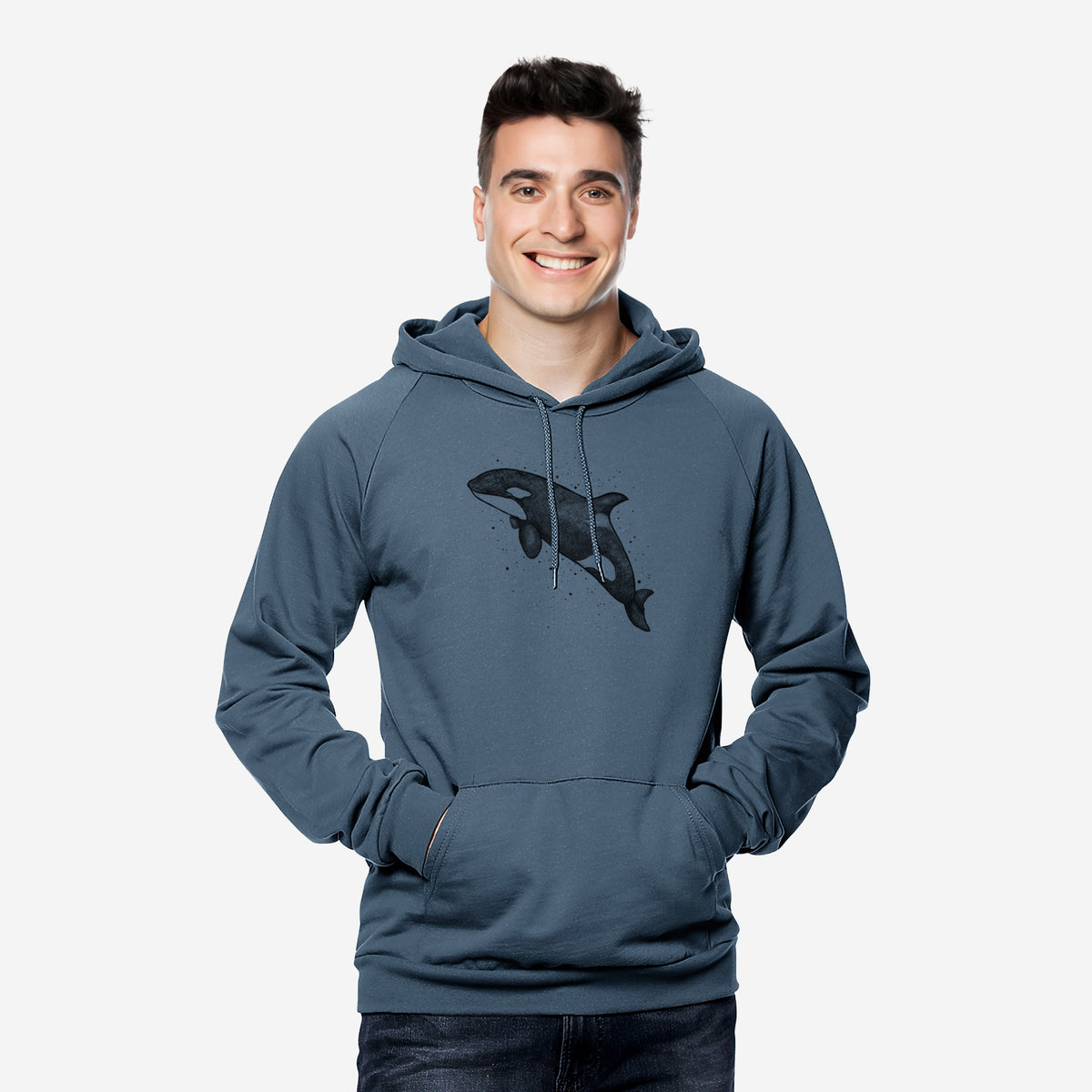 Orca Whale - Unisex Pullover Hoodie - Made in USA - 100% Organic Cotton