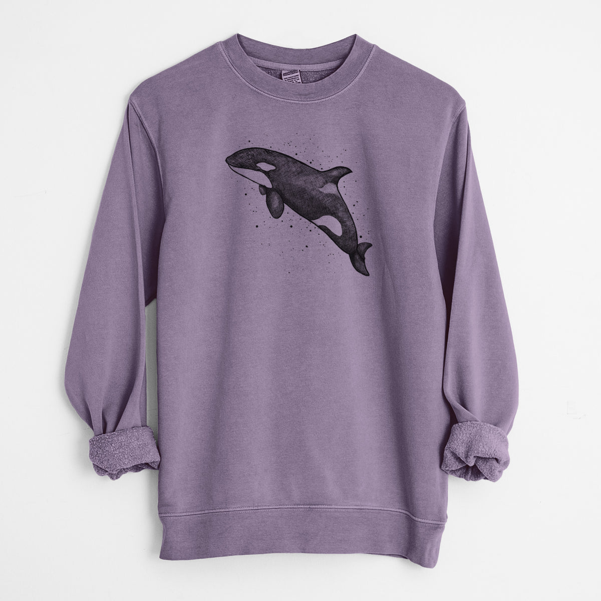 Orca Whale - Unisex Pigment Dyed Crew Sweatshirt
