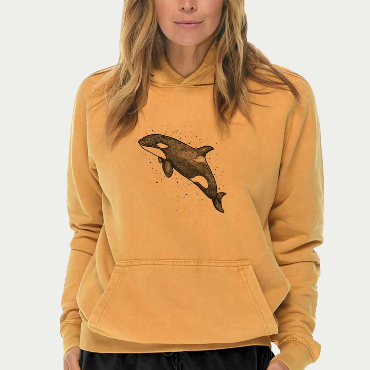 Orca Whale  - Mid-Weight Unisex Vintage 100% Cotton Hoodie