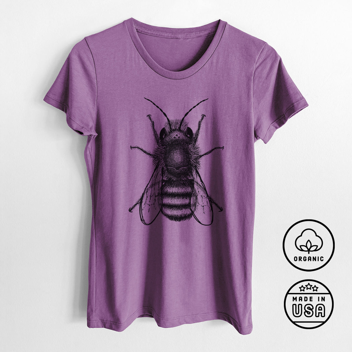 Osmia Bicornis - Red Mason Bee - Women&#39;s Crewneck - Made in USA - 100% Organic Cotton