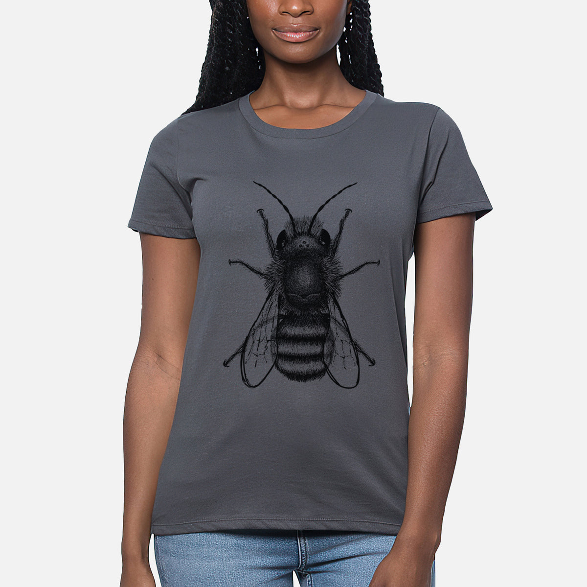 Osmia Bicornis - Red Mason Bee - Women&#39;s Crewneck - Made in USA - 100% Organic Cotton