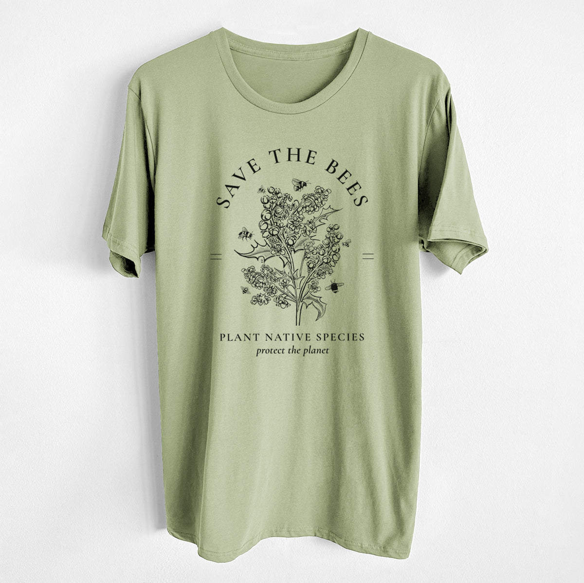 Save the Bees - Plant Native Species - Unisex Crewneck - Made in USA - 100% Organic Cotton
