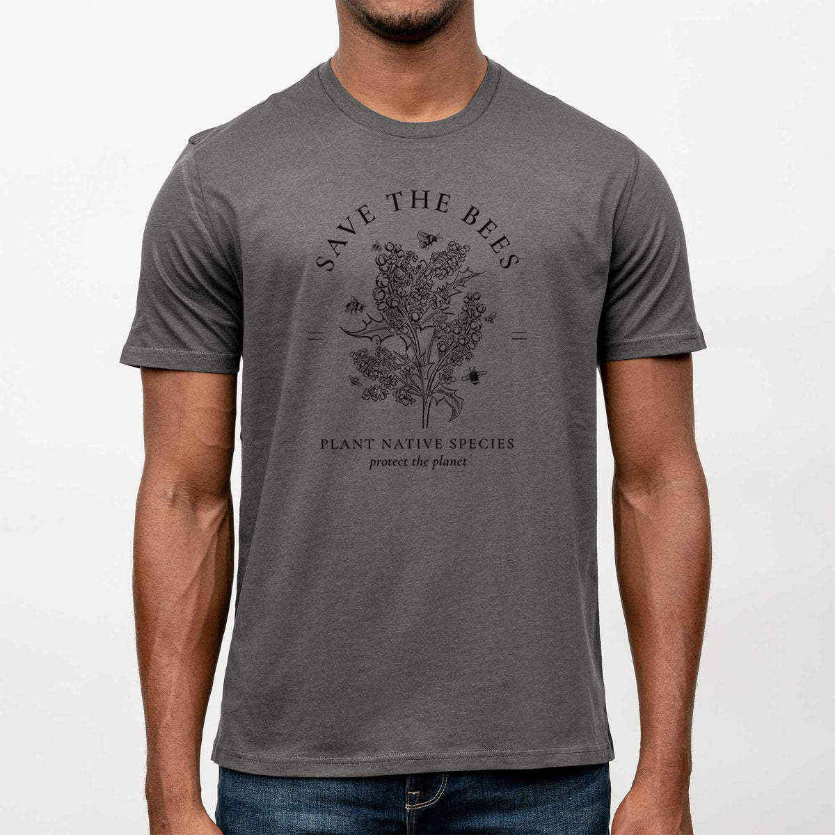 Save the Bees - Plant Native Species -  Mineral Wash 100% Organic Cotton Short Sleeve