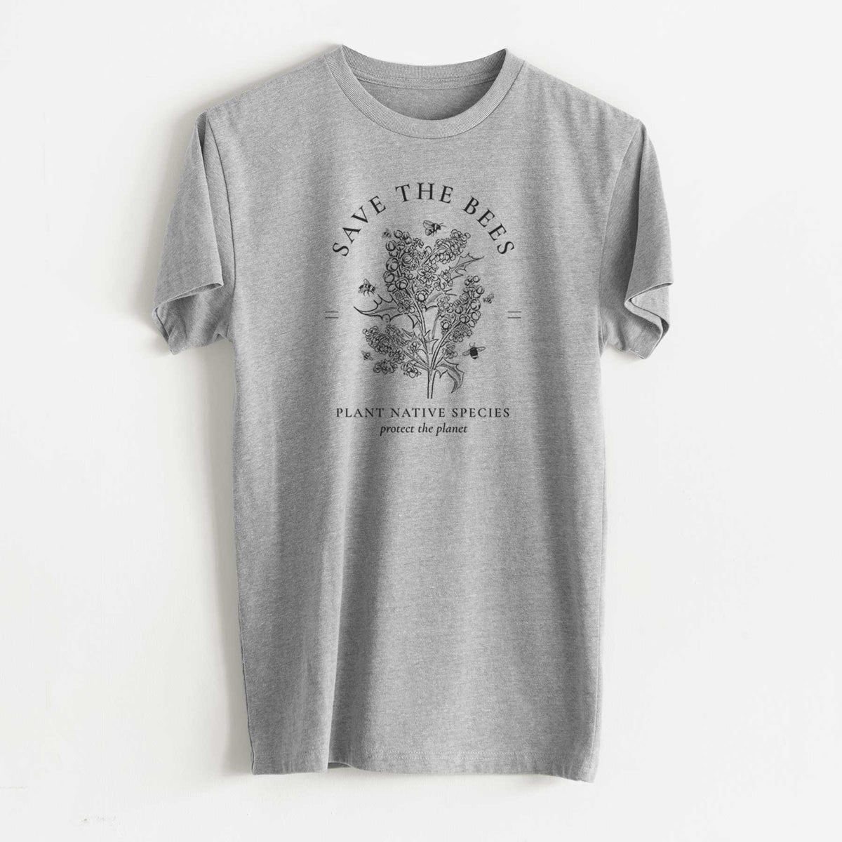 Save the Bees - Plant Native Species - Unisex Recycled Eco Tee  - CLOSEOUT - FINAL SALE