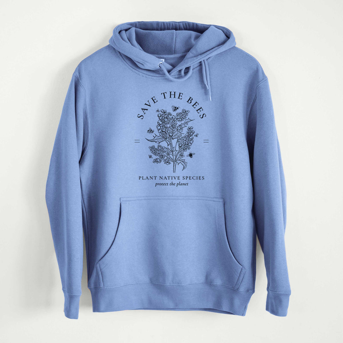 Save the Bees - Plant Native Species  - Mid-Weight Unisex Premium Blend Hoodie
