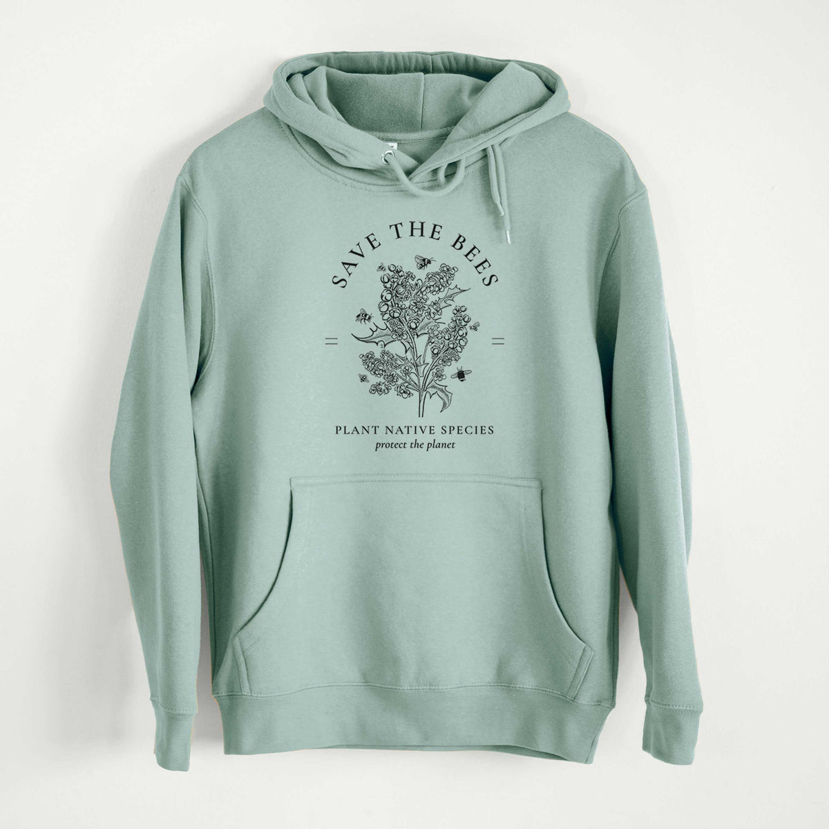 Save the Bees - Plant Native Species  - Mid-Weight Unisex Premium Blend Hoodie