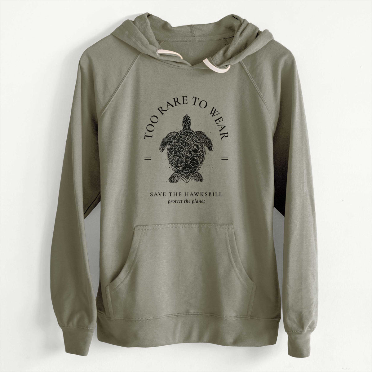 Too Rare to Wear - Save the Hawksbill  - Slim Fit Loopback Terry Hoodie
