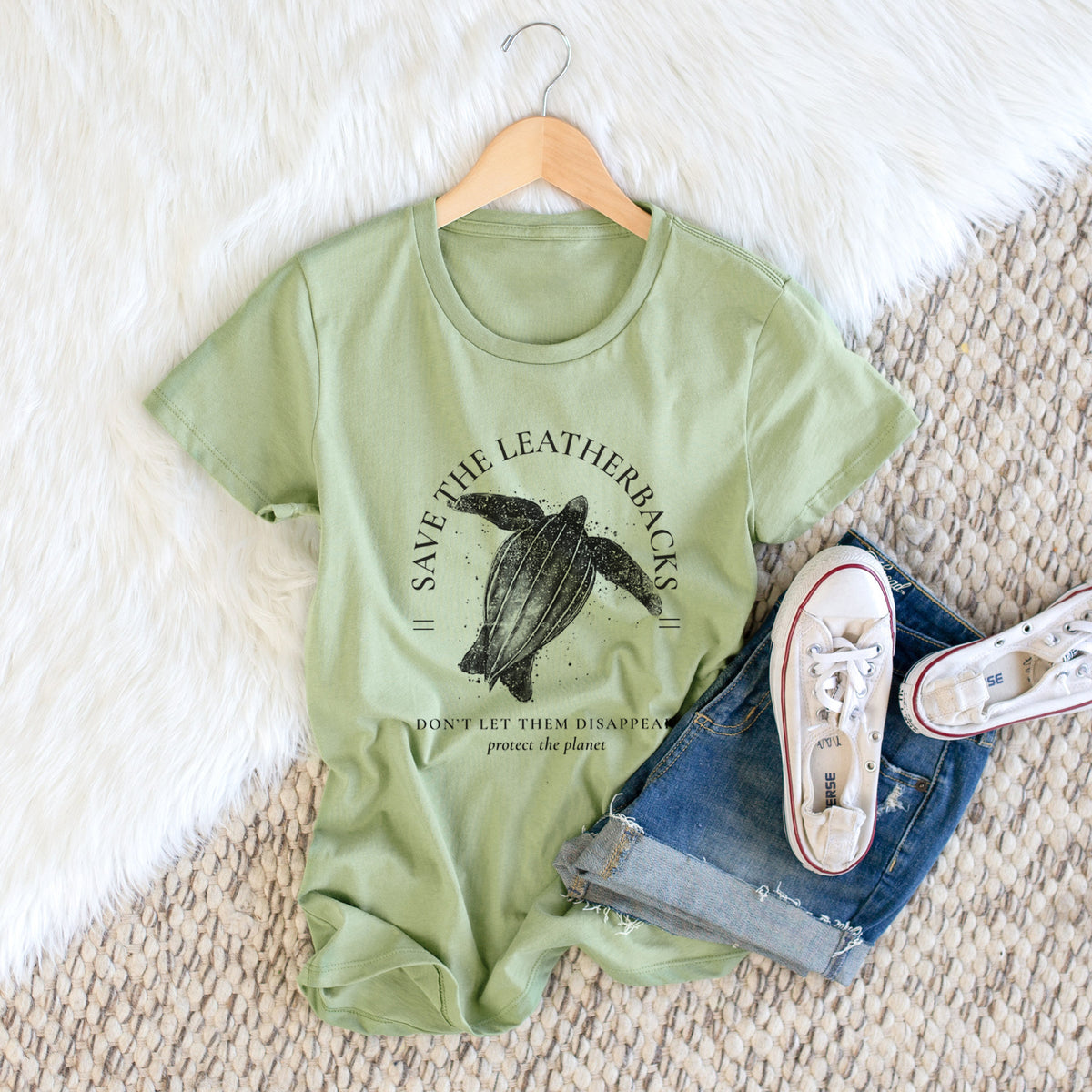 Save the Leatherbacks - Don&#39;t Let Them Disappear - Women&#39;s Crewneck - Made in USA - 100% Organic Cotton