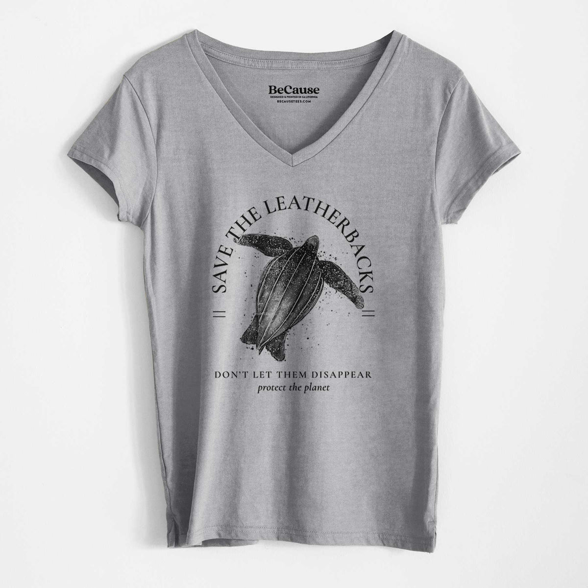 Save the Leatherbacks - Don&#39;t Let Them Disappear - Women&#39;s 100% Recycled V-neck
