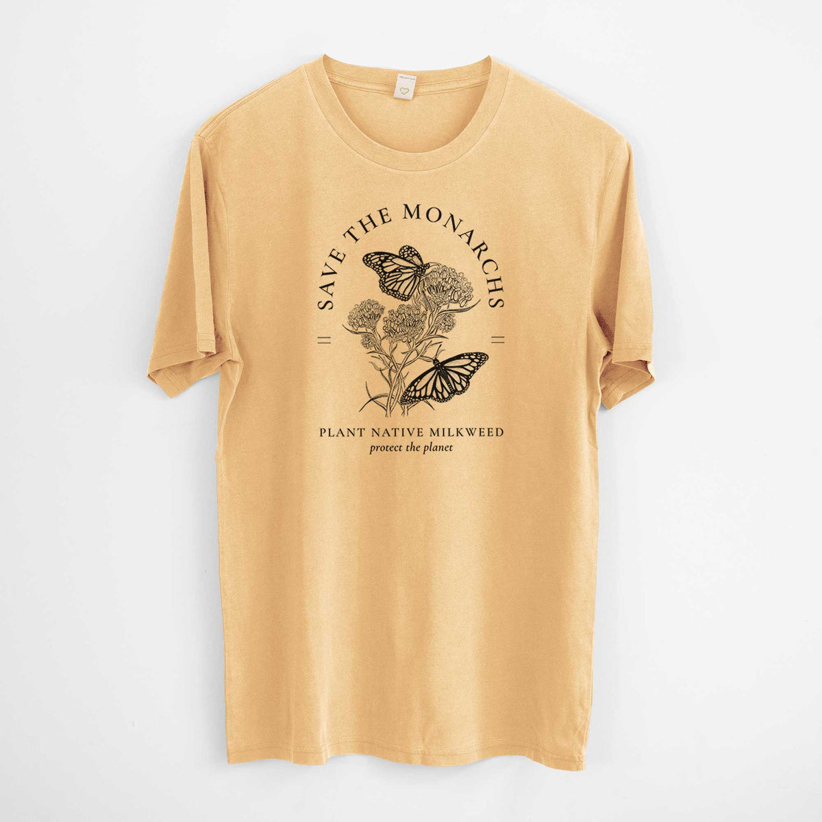 Save the Monarchs - Plant Native Milkweed -  Mineral Wash 100% Organic Cotton Short Sleeve