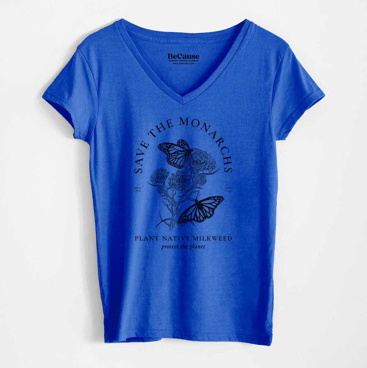 Save the Monarchs - Plant Native Milkweed - Women&#39;s 100% Recycled V-neck