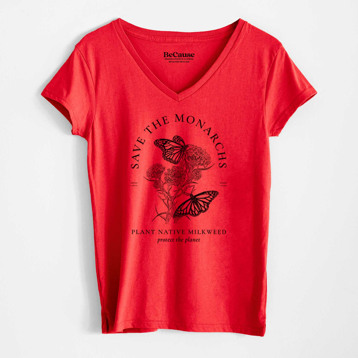 Save the Monarchs - Plant Native Milkweed - Women&#39;s 100% Recycled V-neck