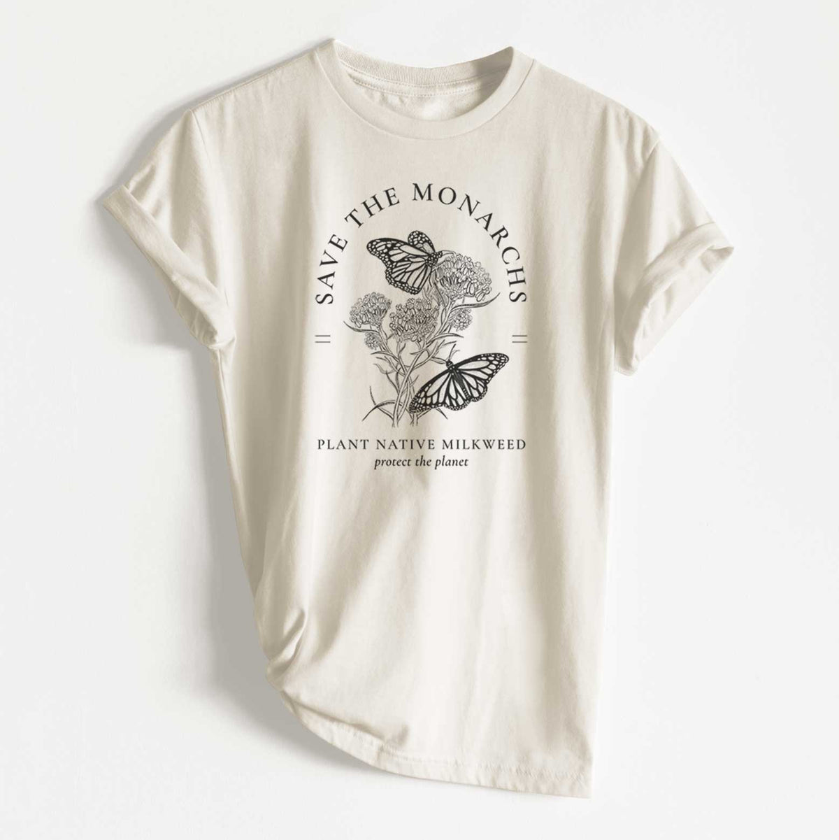 Save the Monarchs - Plant Native Milkweed - Unisex Recycled Eco Tee  - CLOSEOUT - FINAL SALE