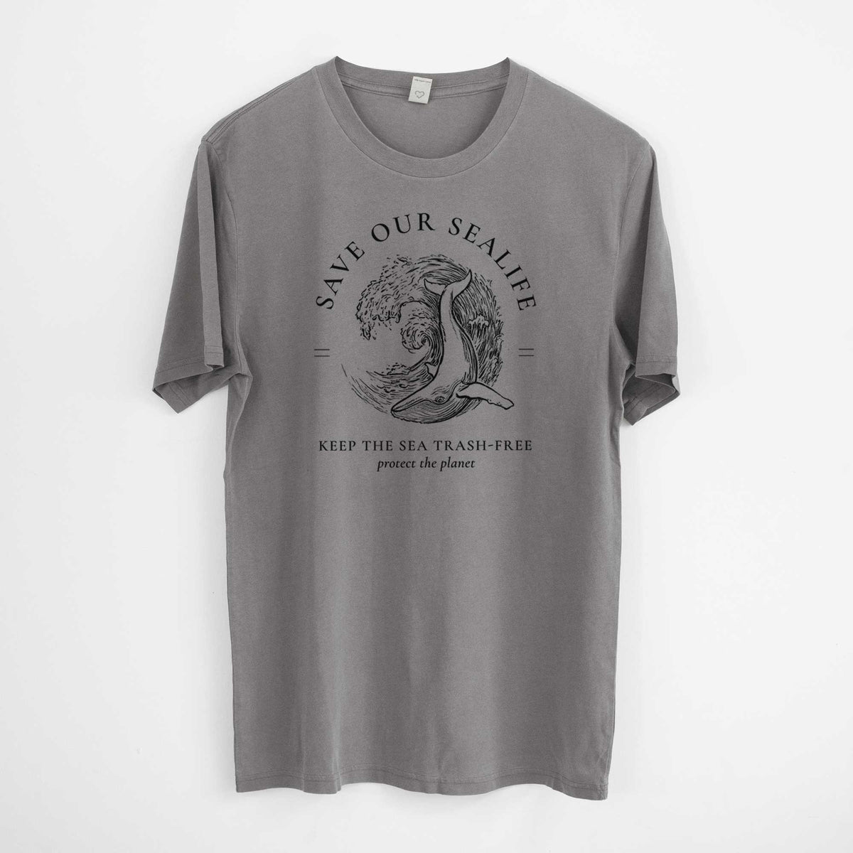 Save our Sealife - Keep the Sea Trash-Free -  Mineral Wash 100% Organic Cotton Short Sleeve
