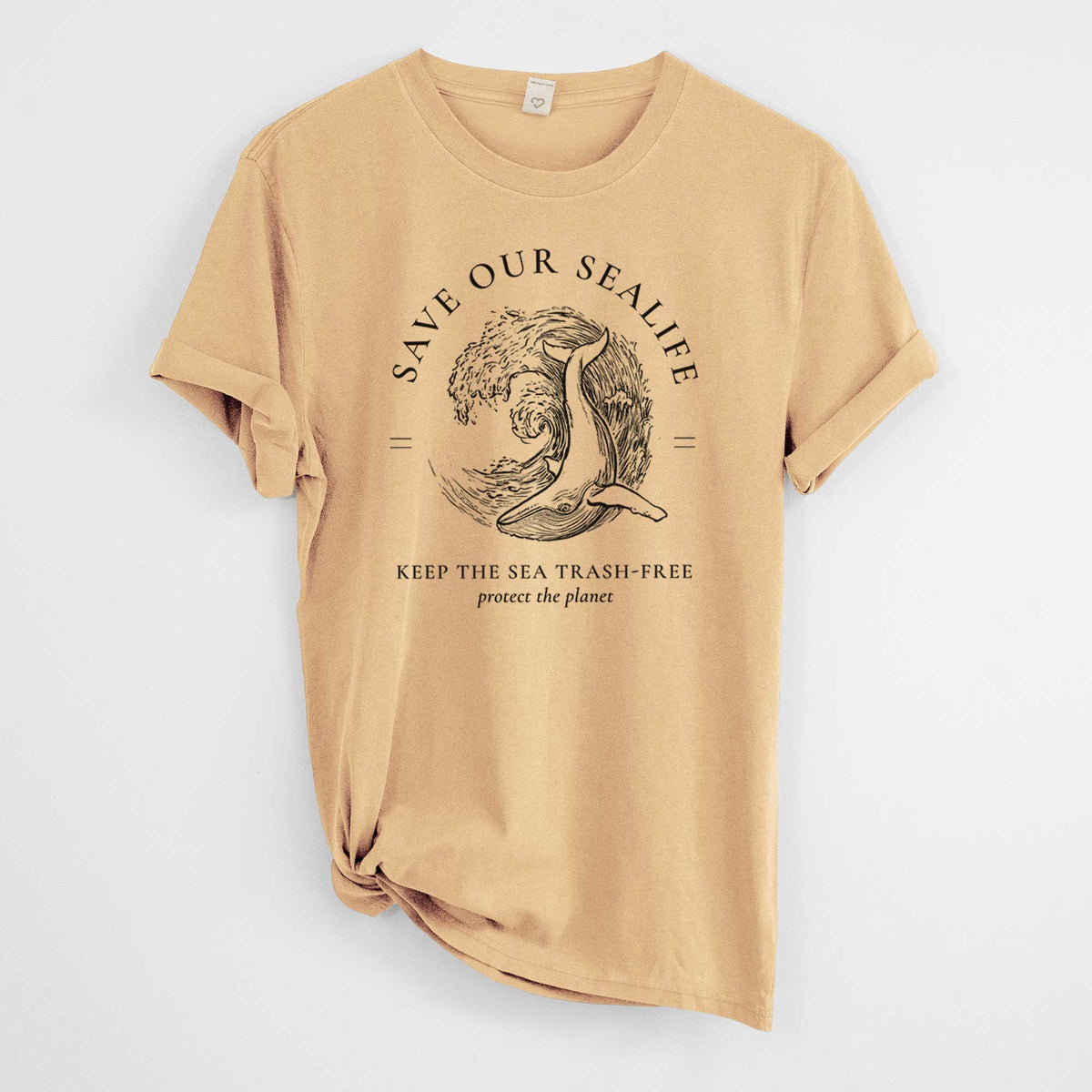 Save our Sealife - Keep the Sea Trash-Free -  Mineral Wash 100% Organic Cotton Short Sleeve