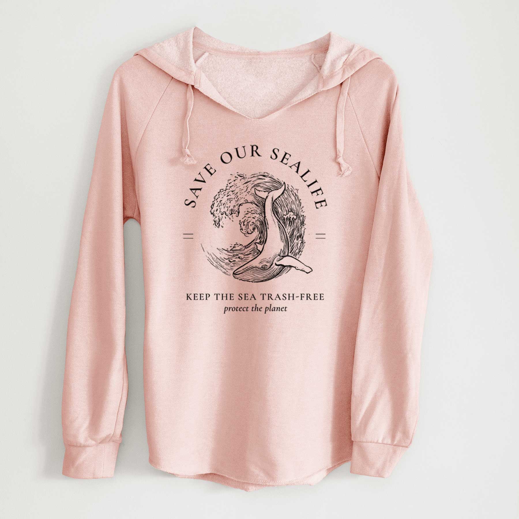 Save our Sealife - Keep the Sea Trash-Free - Cali Wave Hooded Sweatshirt