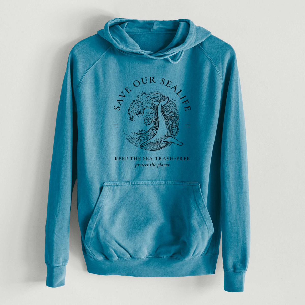 Save our Sealife - Keep the Sea Trash-Free  - Mid-Weight Unisex Vintage 100% Cotton Hoodie