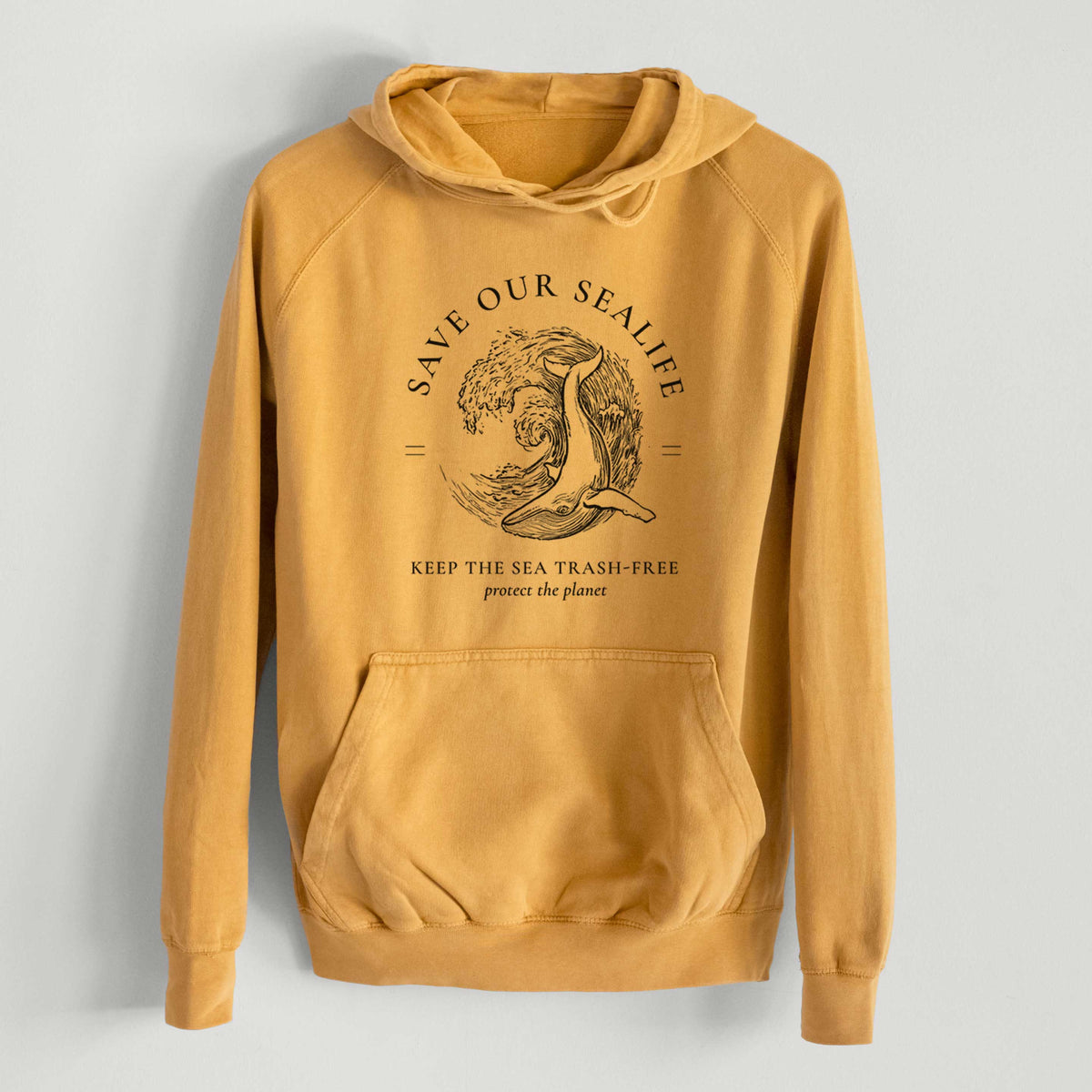 Save our Sealife - Keep the Sea Trash-Free  - Mid-Weight Unisex Vintage 100% Cotton Hoodie