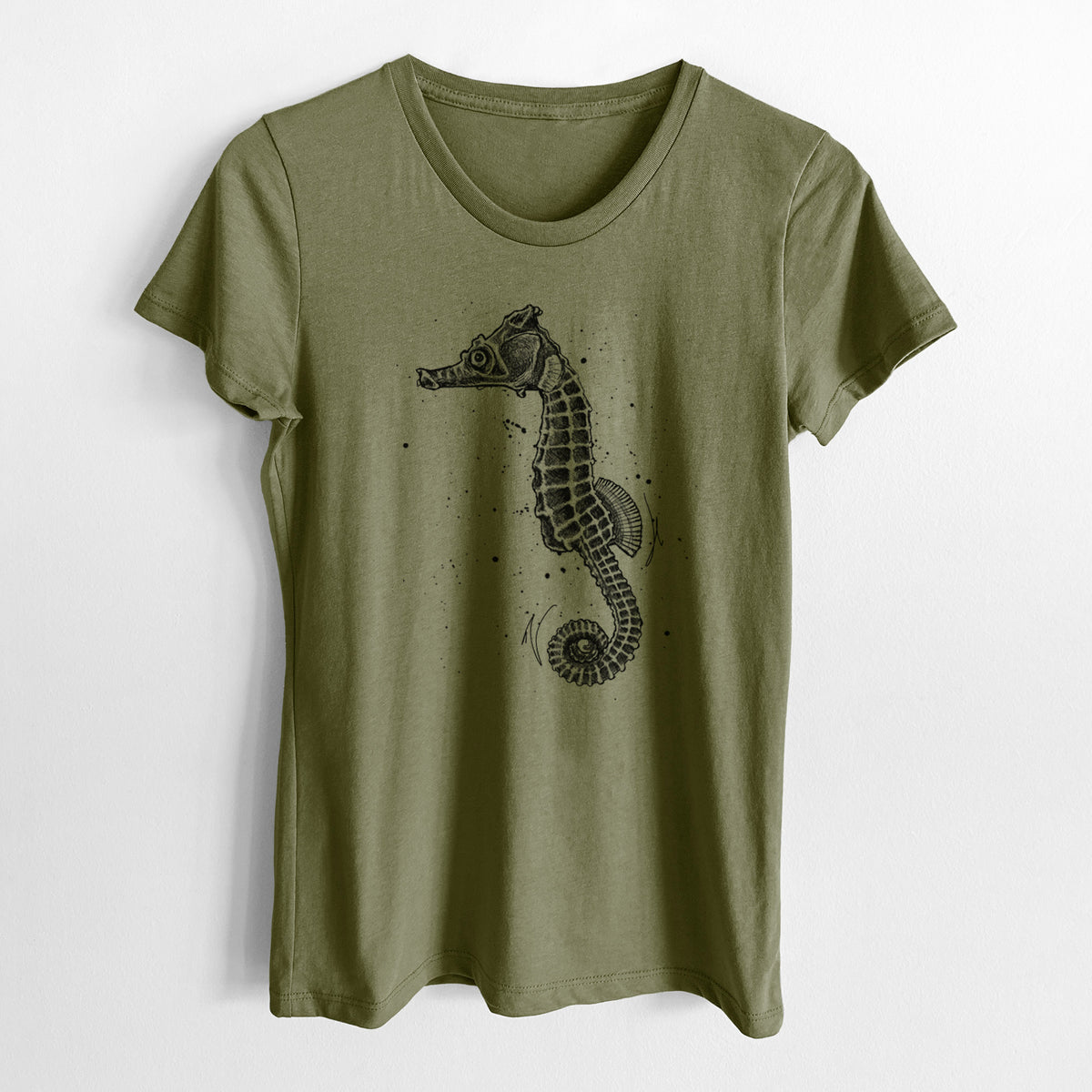 Hippocampus ingens - Pacific Seahorse - Women&#39;s Crewneck - Made in USA - 100% Organic Cotton