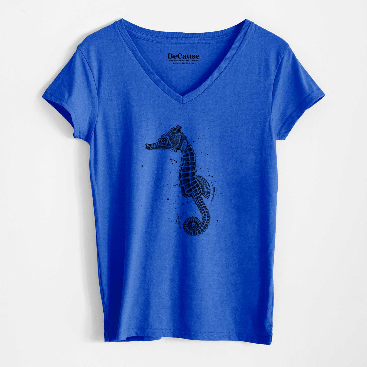 Hippocampus ingens - Pacific Seahorse - Women&#39;s 100% Recycled V-neck