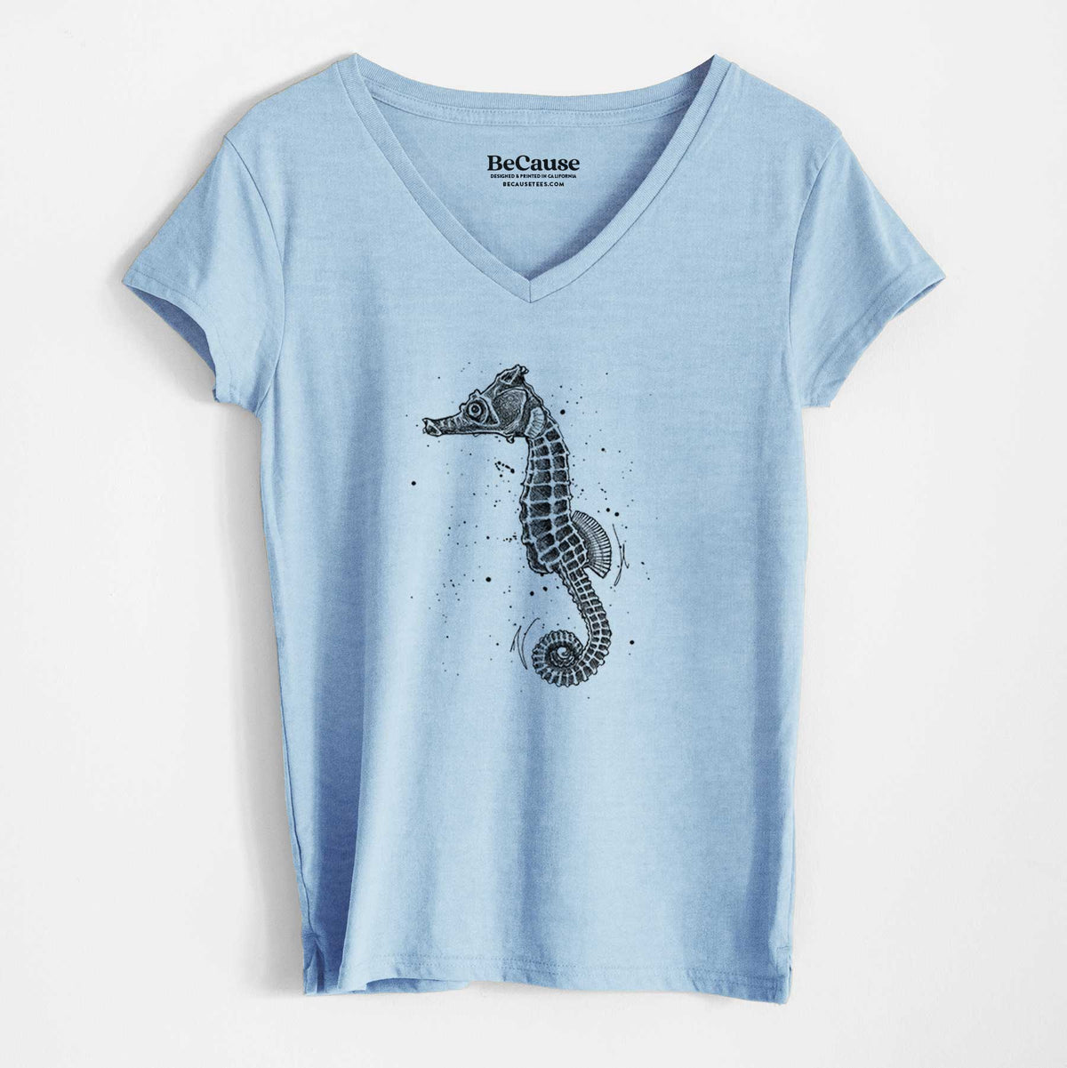 Hippocampus ingens - Pacific Seahorse - Women&#39;s 100% Recycled V-neck