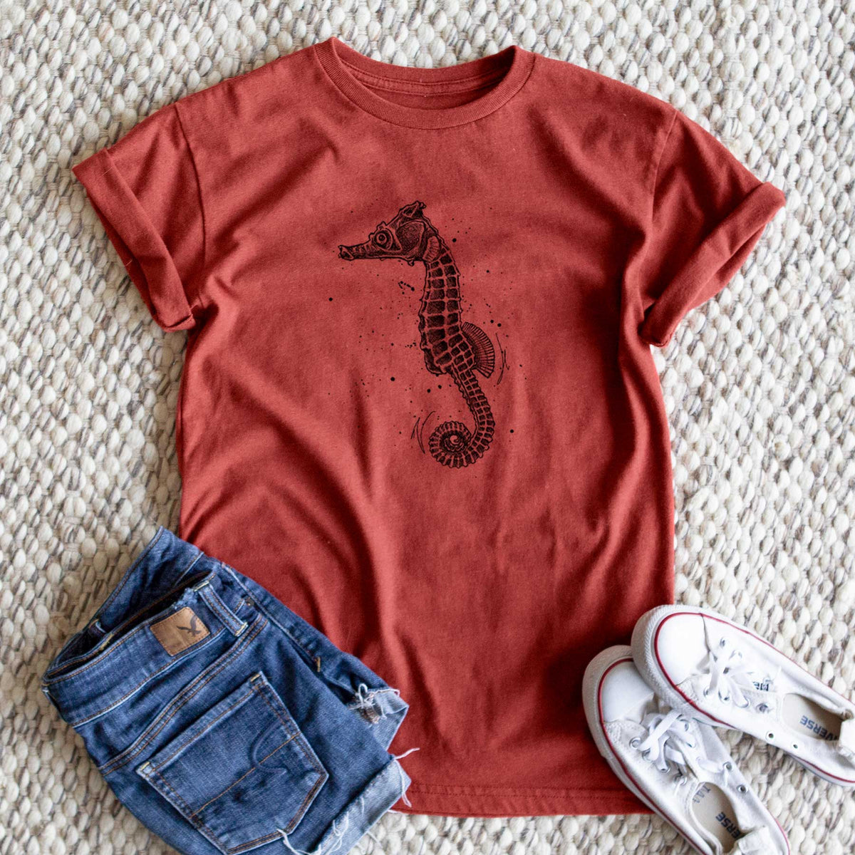 Hippocampus ingens - Pacific Seahorse - Unisex Recycled Eco Tee  - CLOSEOUT - FINAL SALE