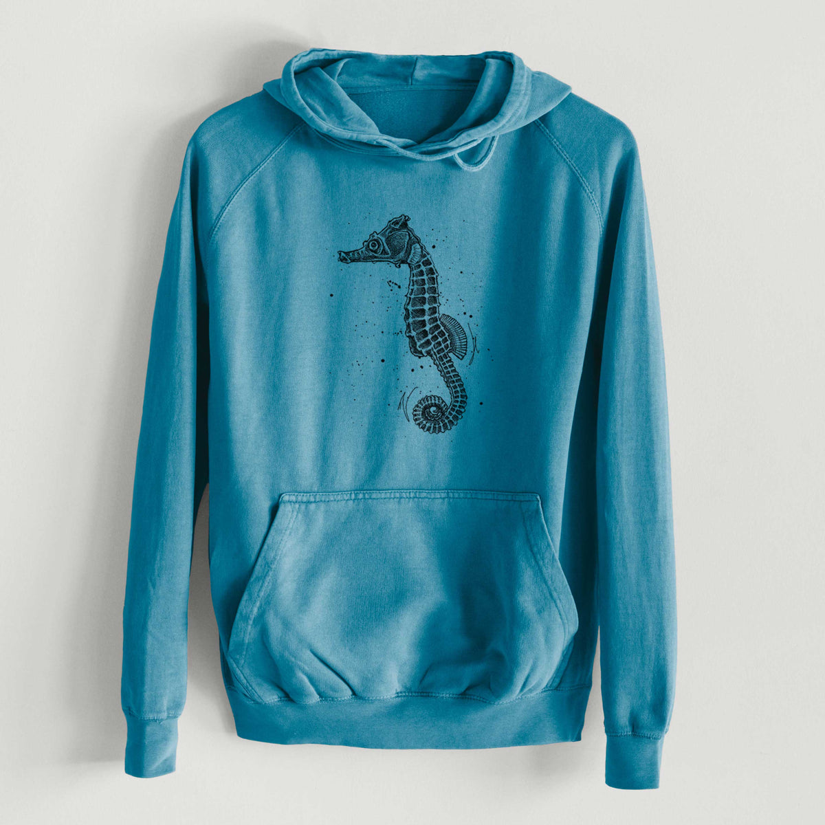 Hippocampus ingens - Pacific Seahorse  - Mid-Weight Unisex Vintage 100% Cotton Hoodie