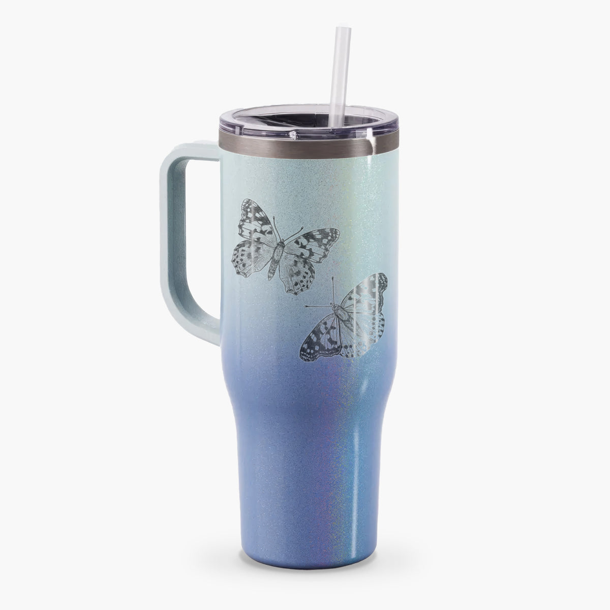 Painted Lady Butterflies - 40oz Tumbler with Handle