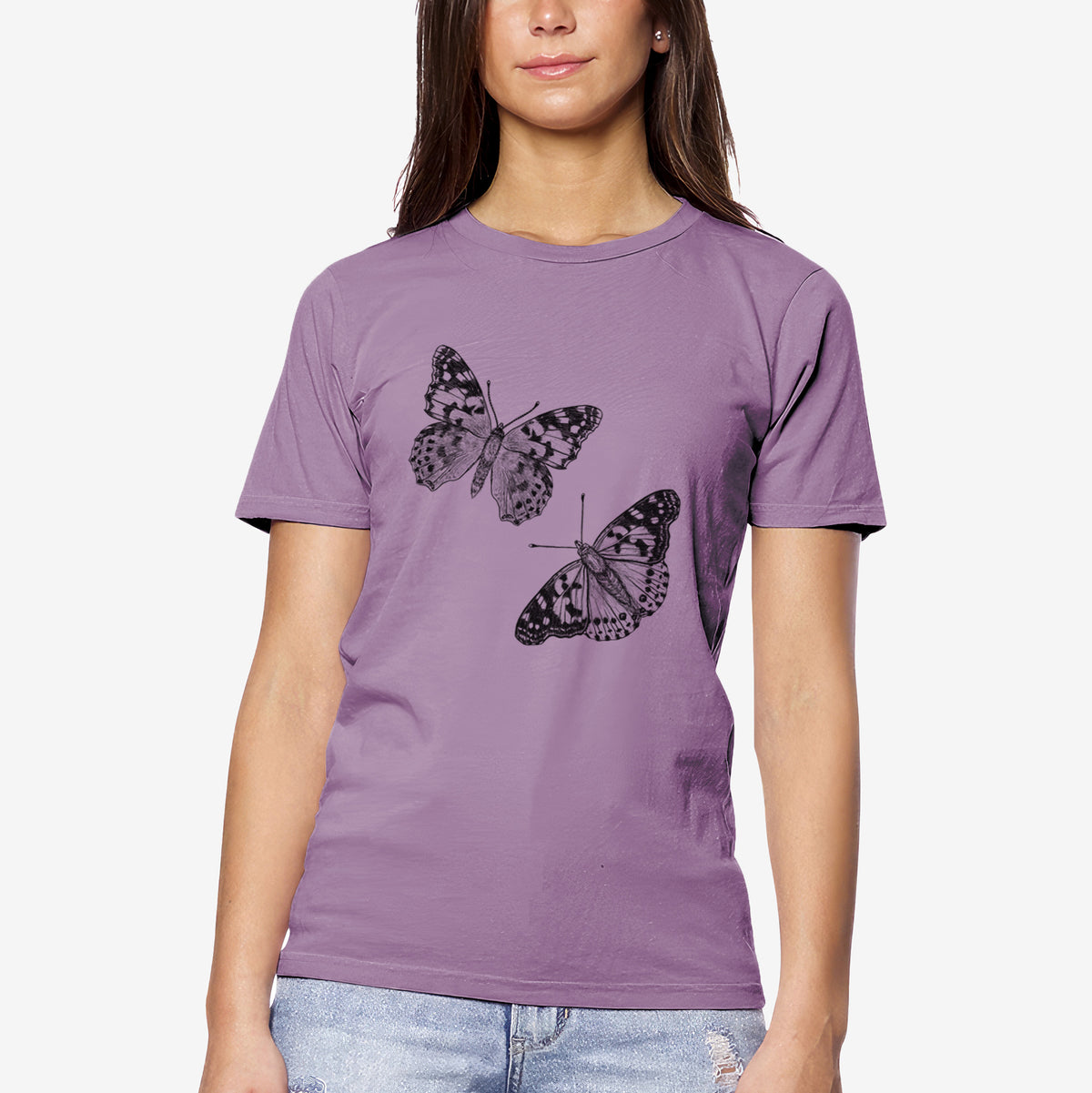 Painted Lady Butterflies - Unisex Crewneck - Made in USA - 100% Organic Cotton
