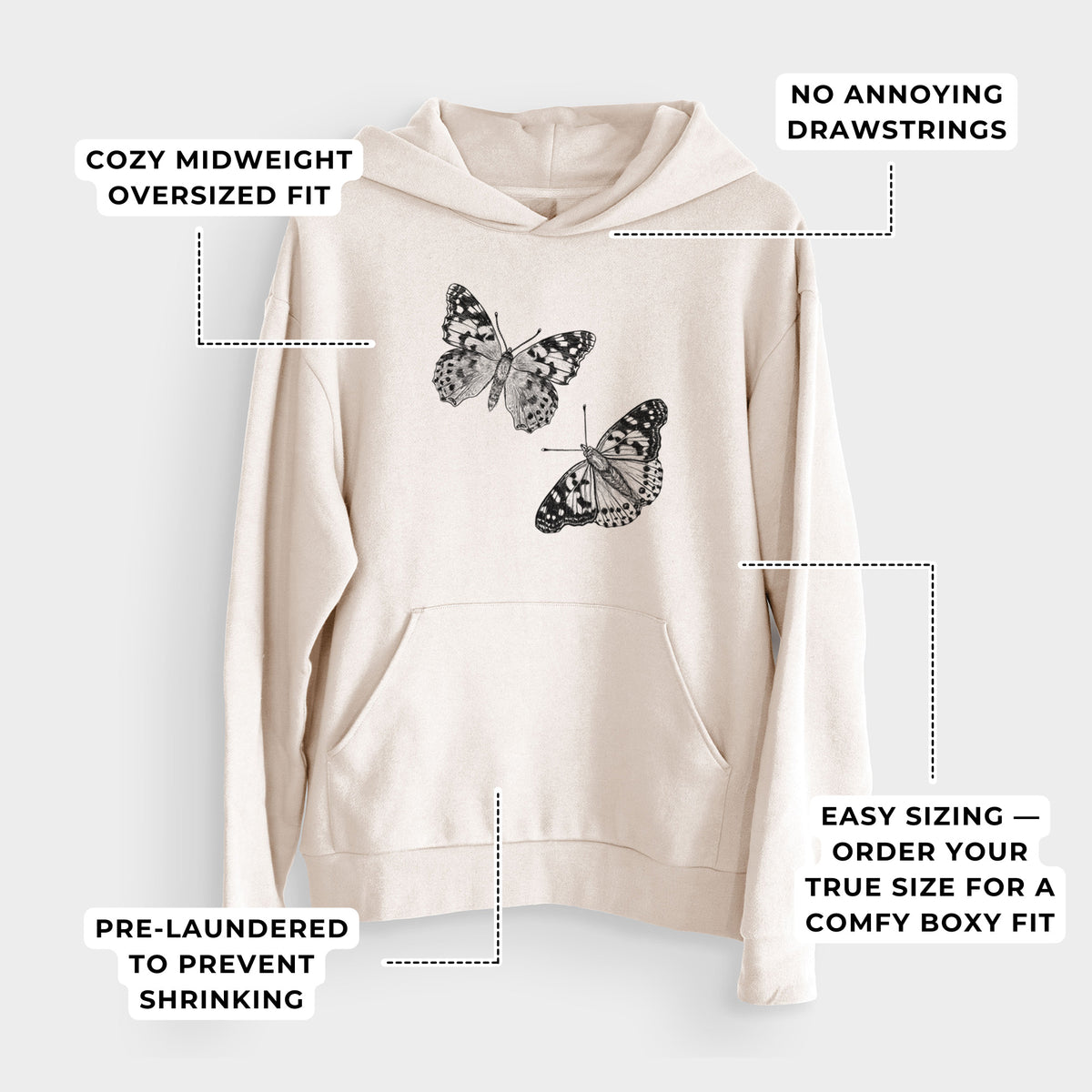 Painted Lady Butterflies  - Bodega Midweight Hoodie