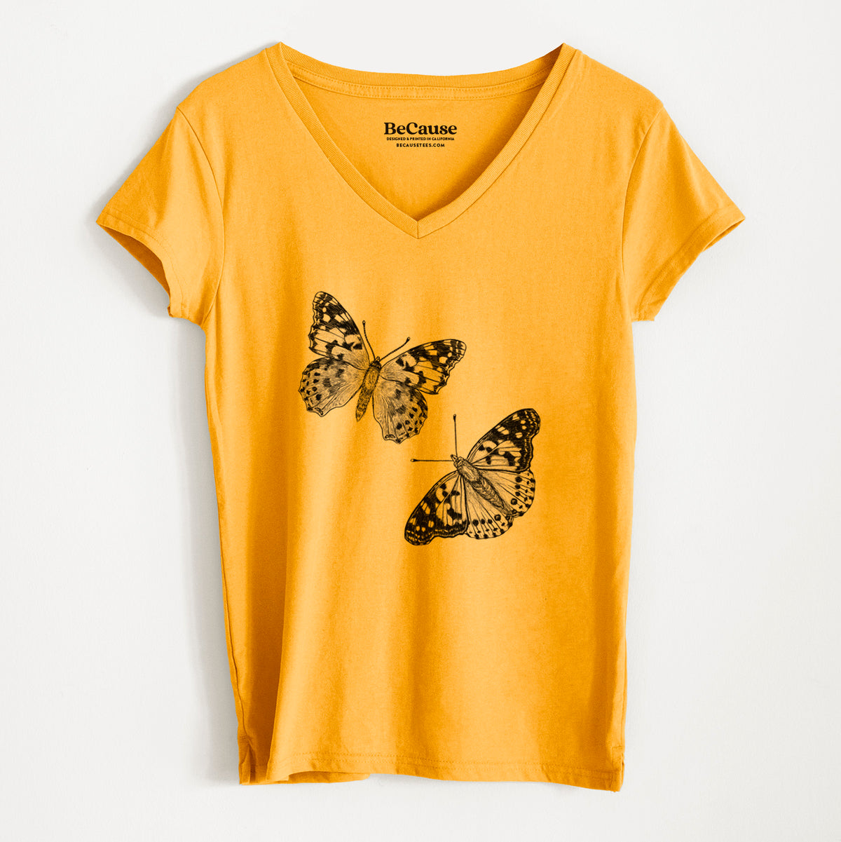 Painted Lady Butterflies - Women&#39;s 100% Recycled V-neck