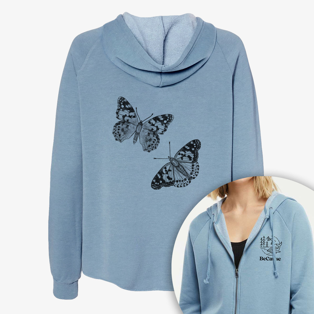 Painted Lady Butterflies - Women&#39;s Cali Wave Zip-Up Sweatshirt