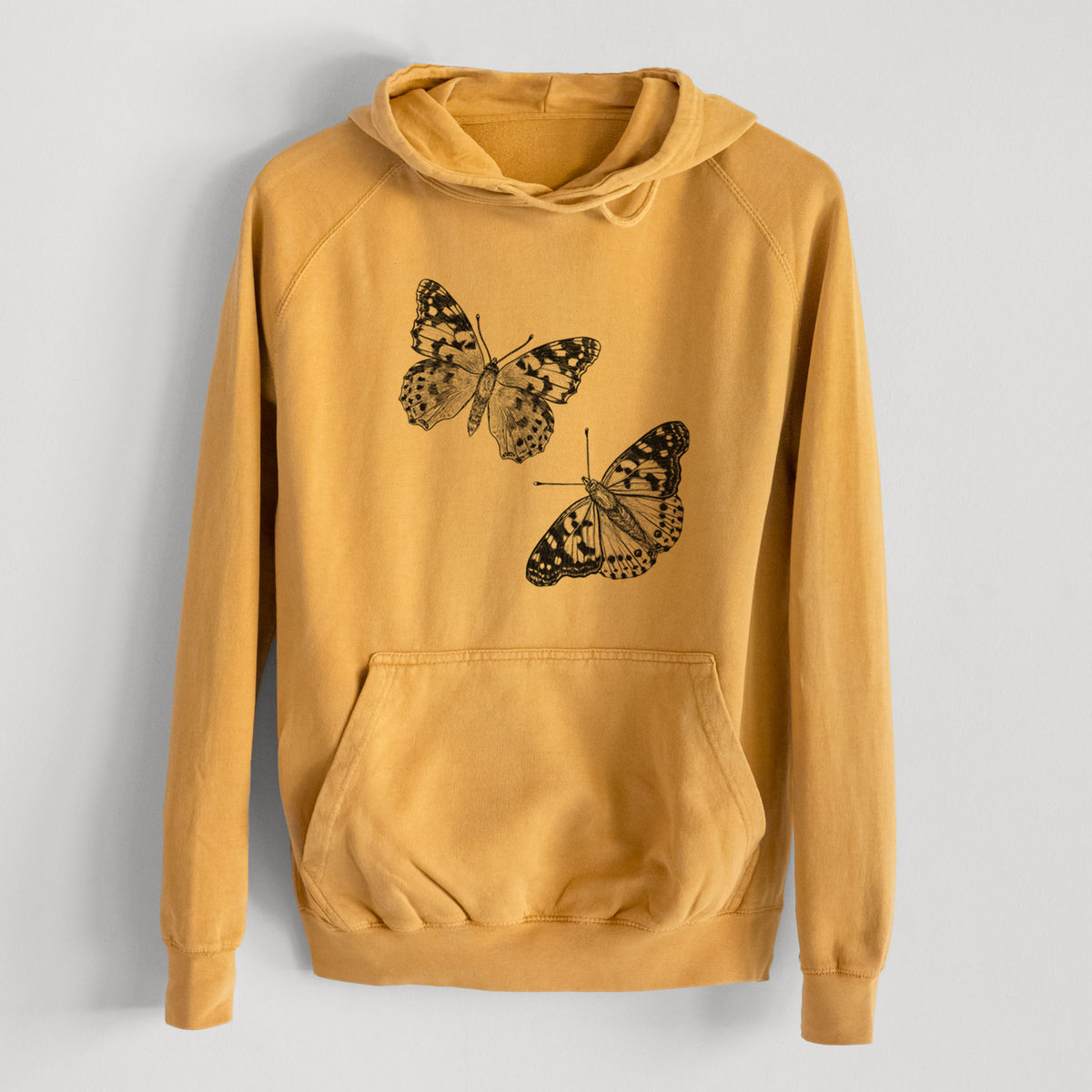 Painted Lady Butterflies  - Mid-Weight Unisex Vintage 100% Cotton Hoodie