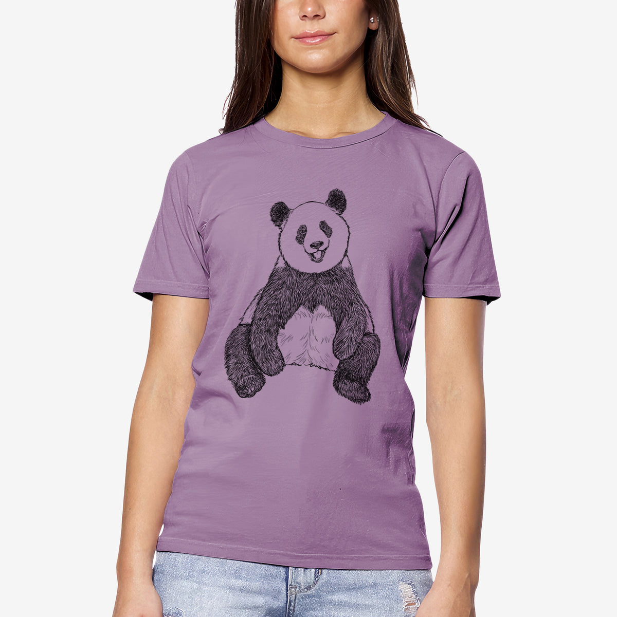 Ailuropoda melanoleuca - Giant Panda Sitting - Unisex Crewneck - Made in USA - 100% Organic Cotton