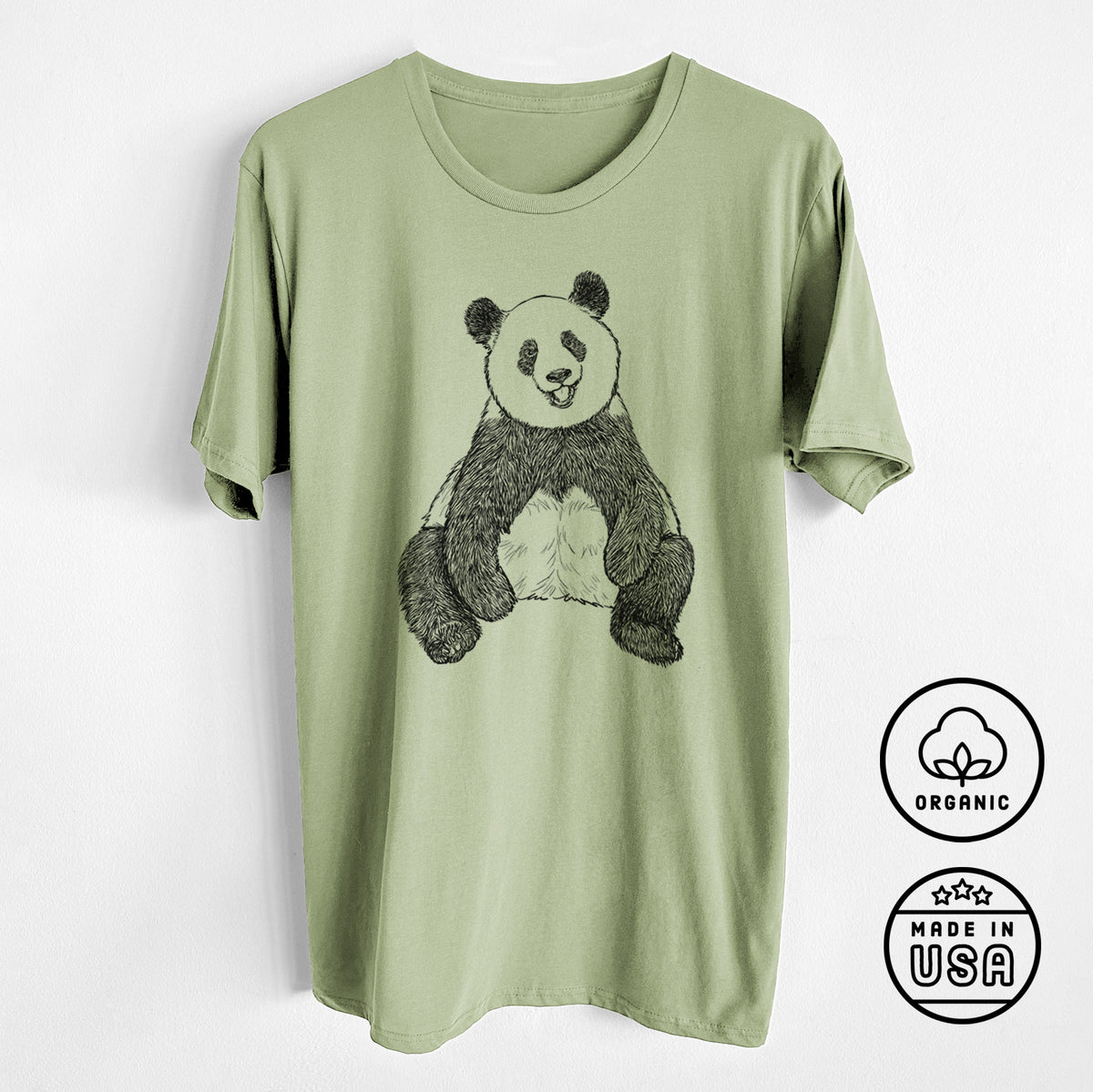 Ailuropoda melanoleuca - Giant Panda Sitting - Unisex Crewneck - Made in USA - 100% Organic Cotton