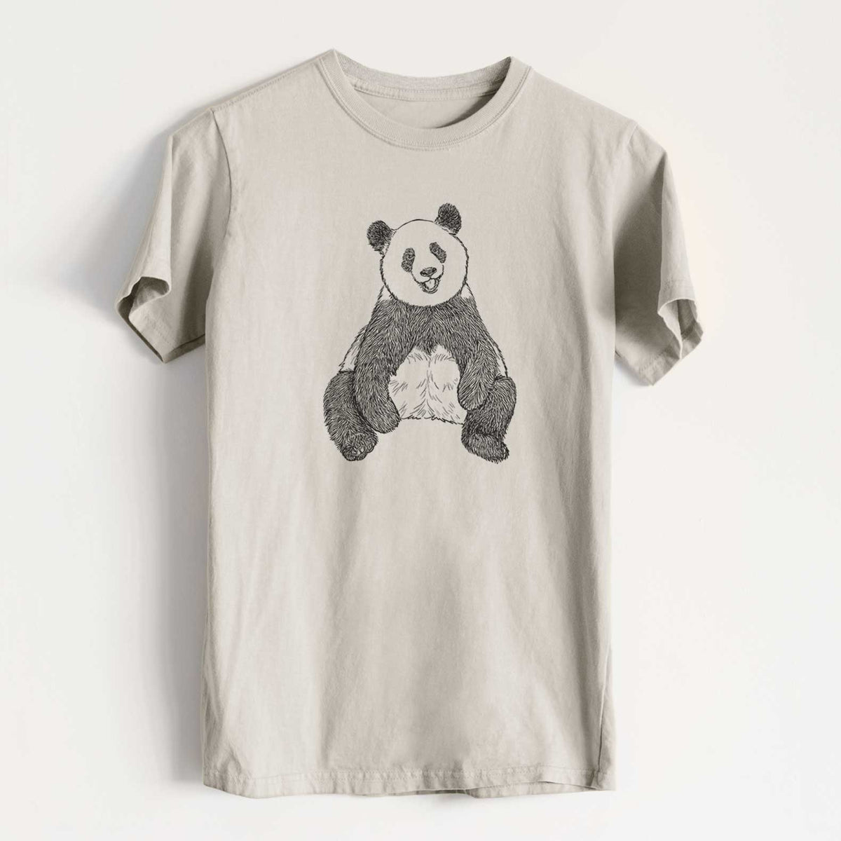 Ailuropoda melanoleuca - Giant Panda Sitting - Heavyweight Men&#39;s 100% Organic Cotton Tee