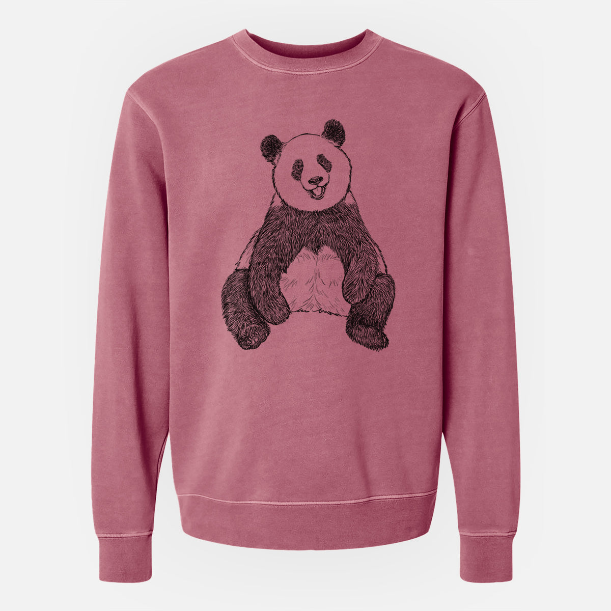 Ailuropoda melanoleuca - Giant Panda Sitting - Unisex Pigment Dyed Crew Sweatshirt