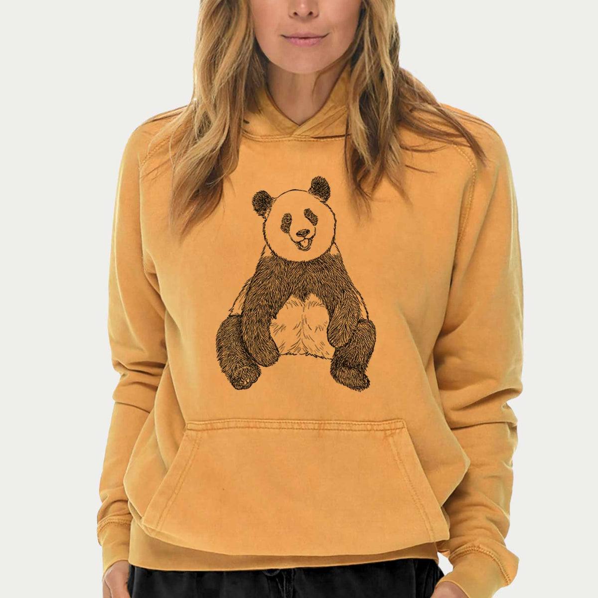 Ailuropoda melanoleuca - Giant Panda Sitting  - Mid-Weight Unisex Vintage 100% Cotton Hoodie