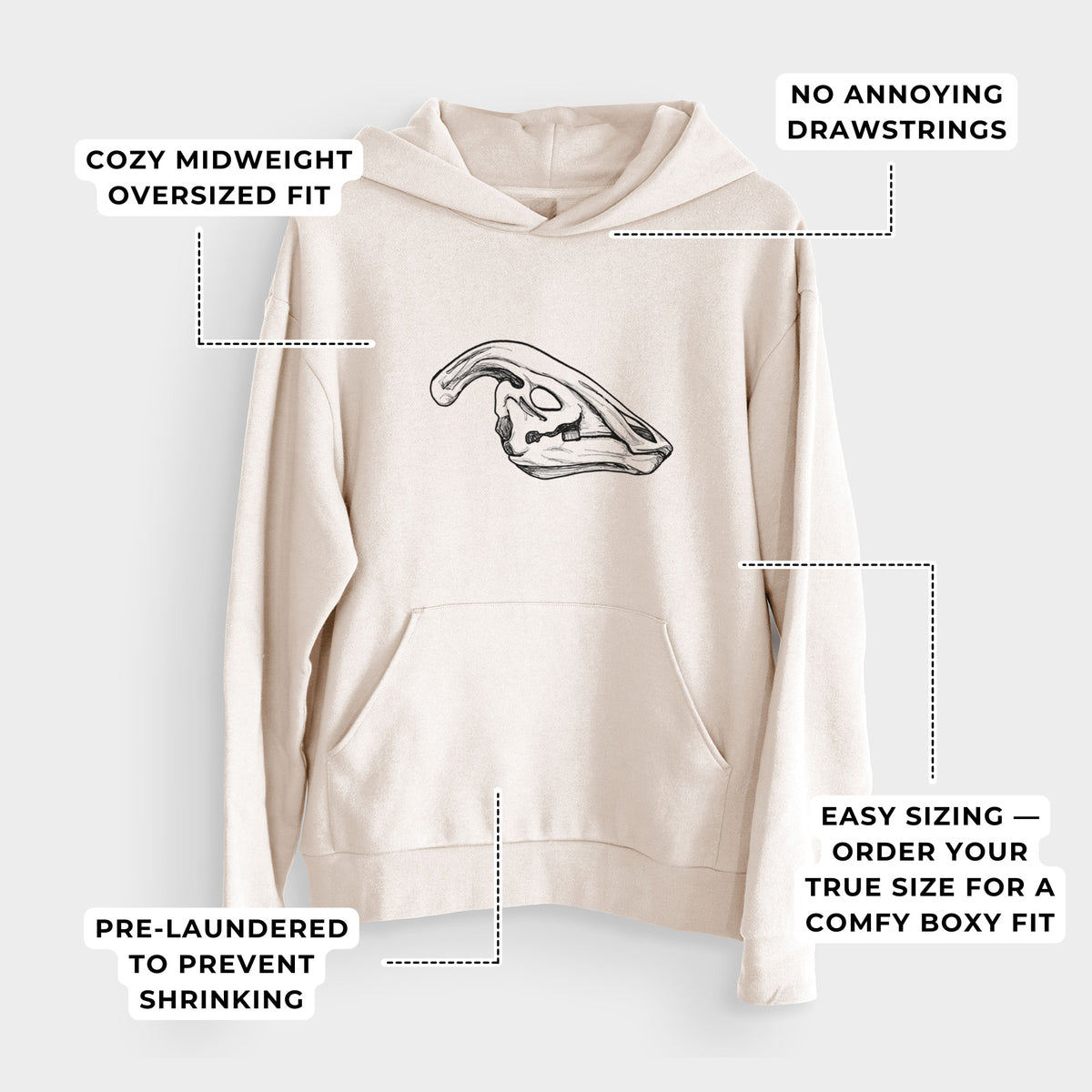 Parasaurolophus Skull  - Bodega Midweight Hoodie