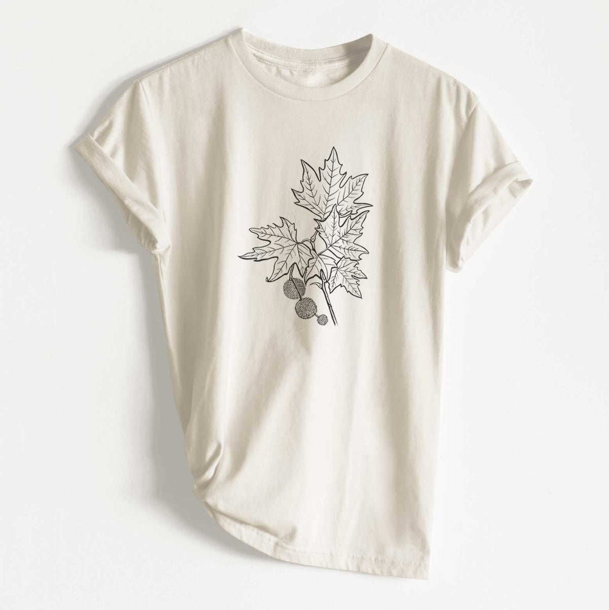 Platanus Orientalis - Oriental Plane Tree Stem with Leaves - Unisex Recycled Eco Tee  - CLOSEOUT - FINAL SALE