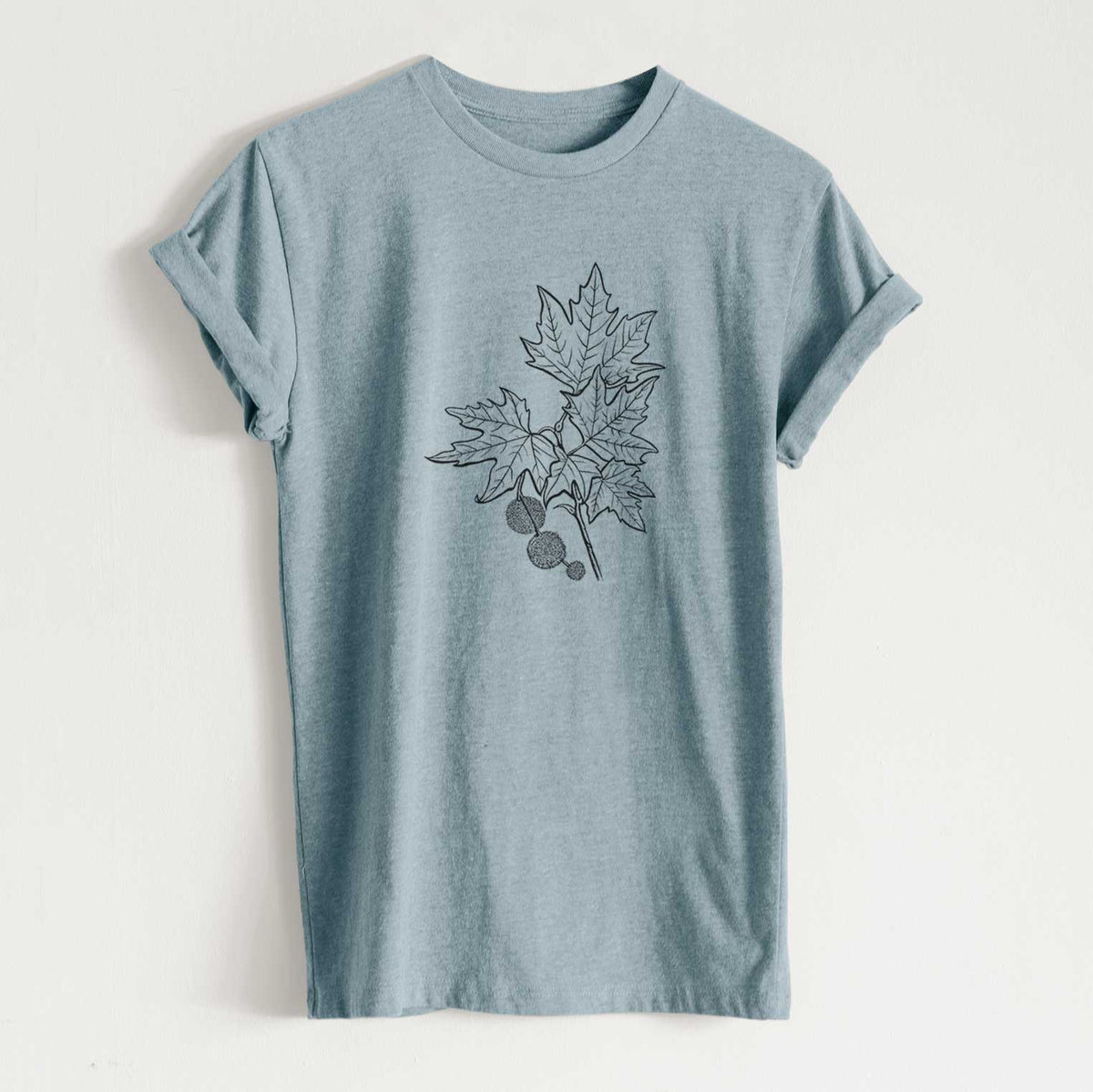 Platanus Orientalis - Oriental Plane Tree Stem with Leaves - Unisex Recycled Eco Tee  - CLOSEOUT - FINAL SALE