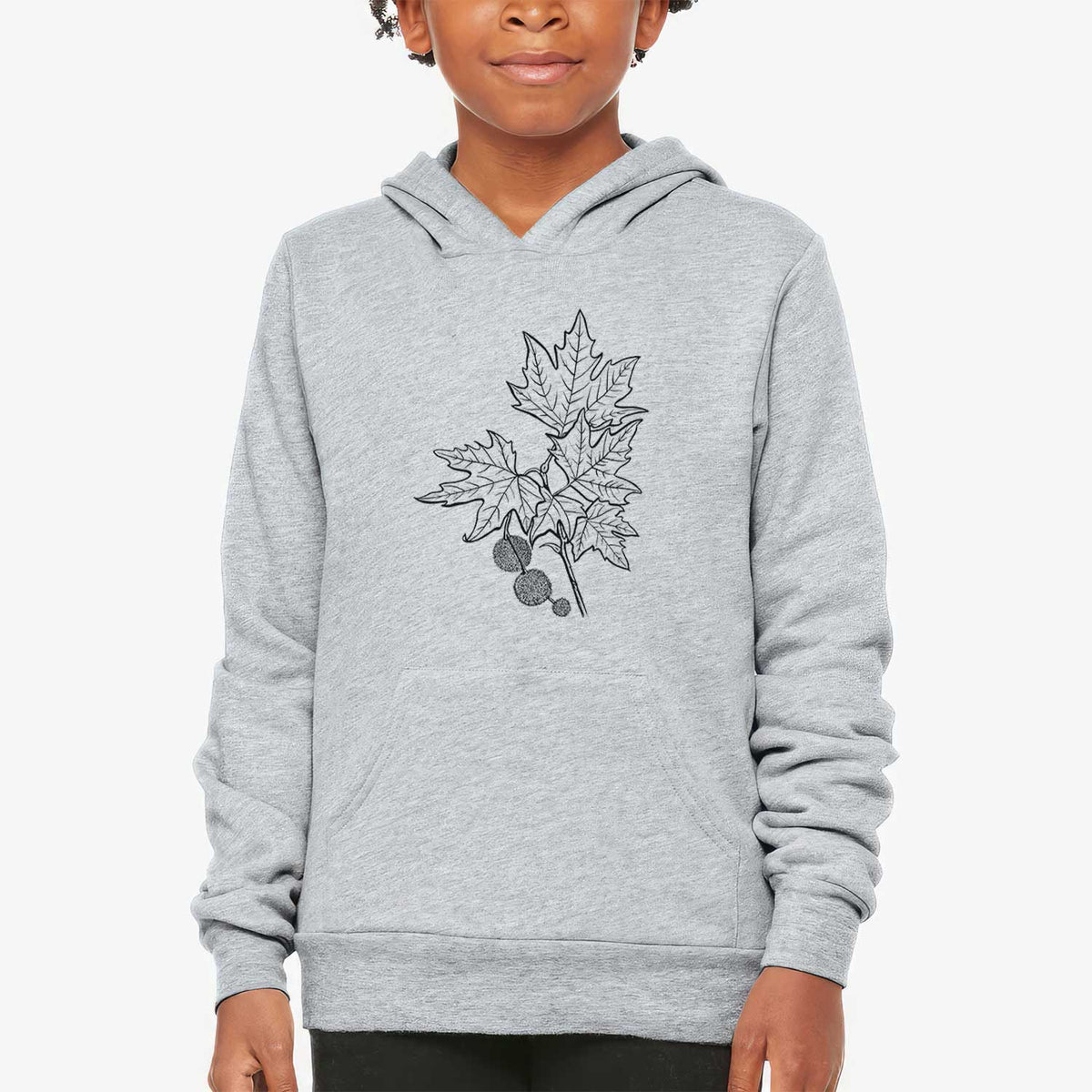 Platanus Orientalis - Oriental Plane Tree Stem with Leaves - Youth Hoodie Sweatshirt