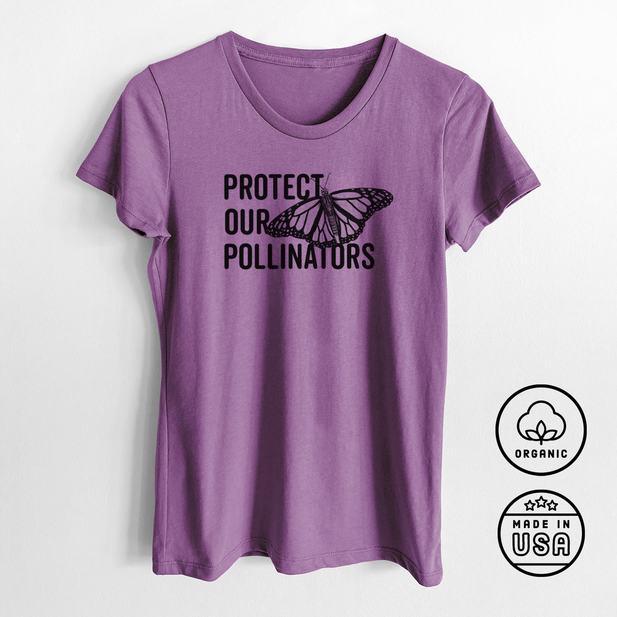 Protect our Pollinators - Women&#39;s Crewneck - Made in USA - 100% Organic Cotton