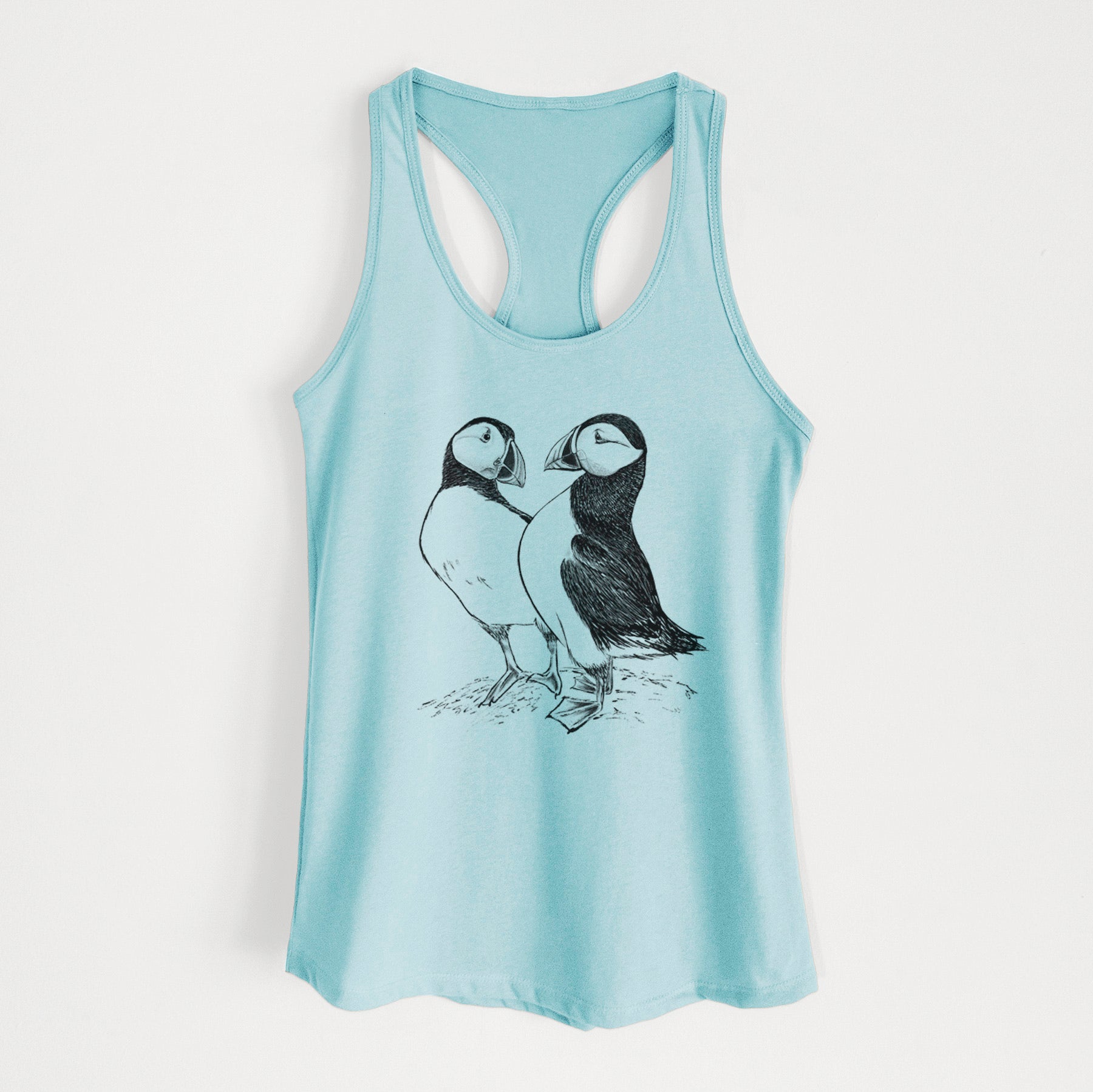 Atlantic Puffins Pair - Fratercula arctica - Women's Racerback Tanktop