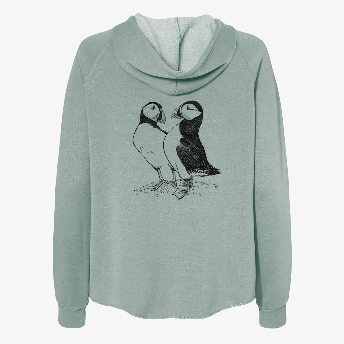 Atlantic Puffins Pair - Fratercula arctica - Women&#39;s Cali Wave Zip-Up Sweatshirt