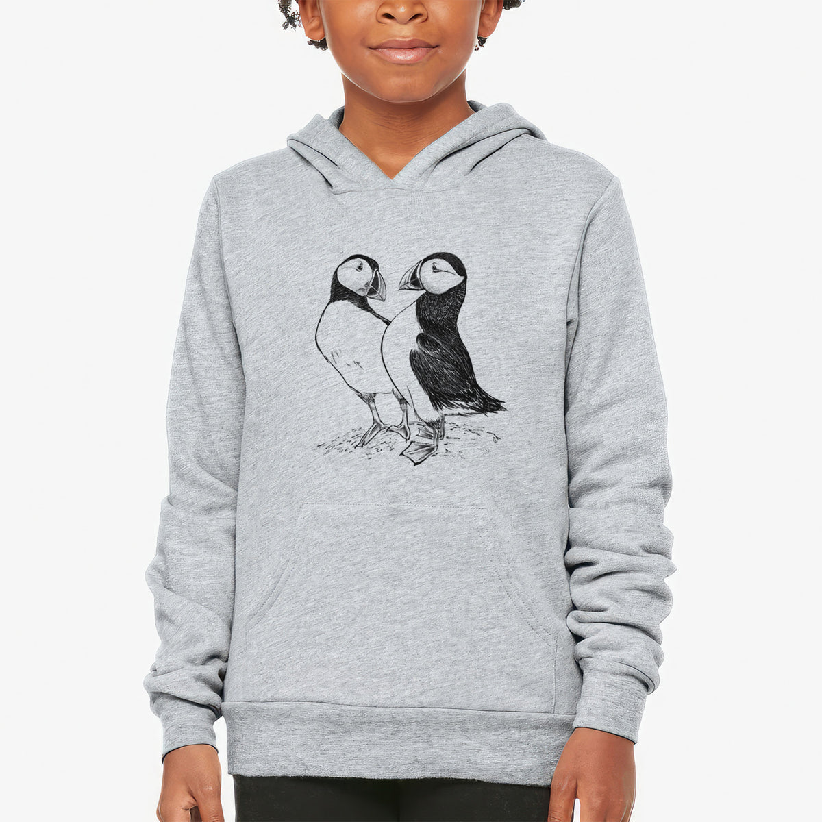 Atlantic Puffins Pair - Fratercula arctica - Youth Hoodie Sweatshirt