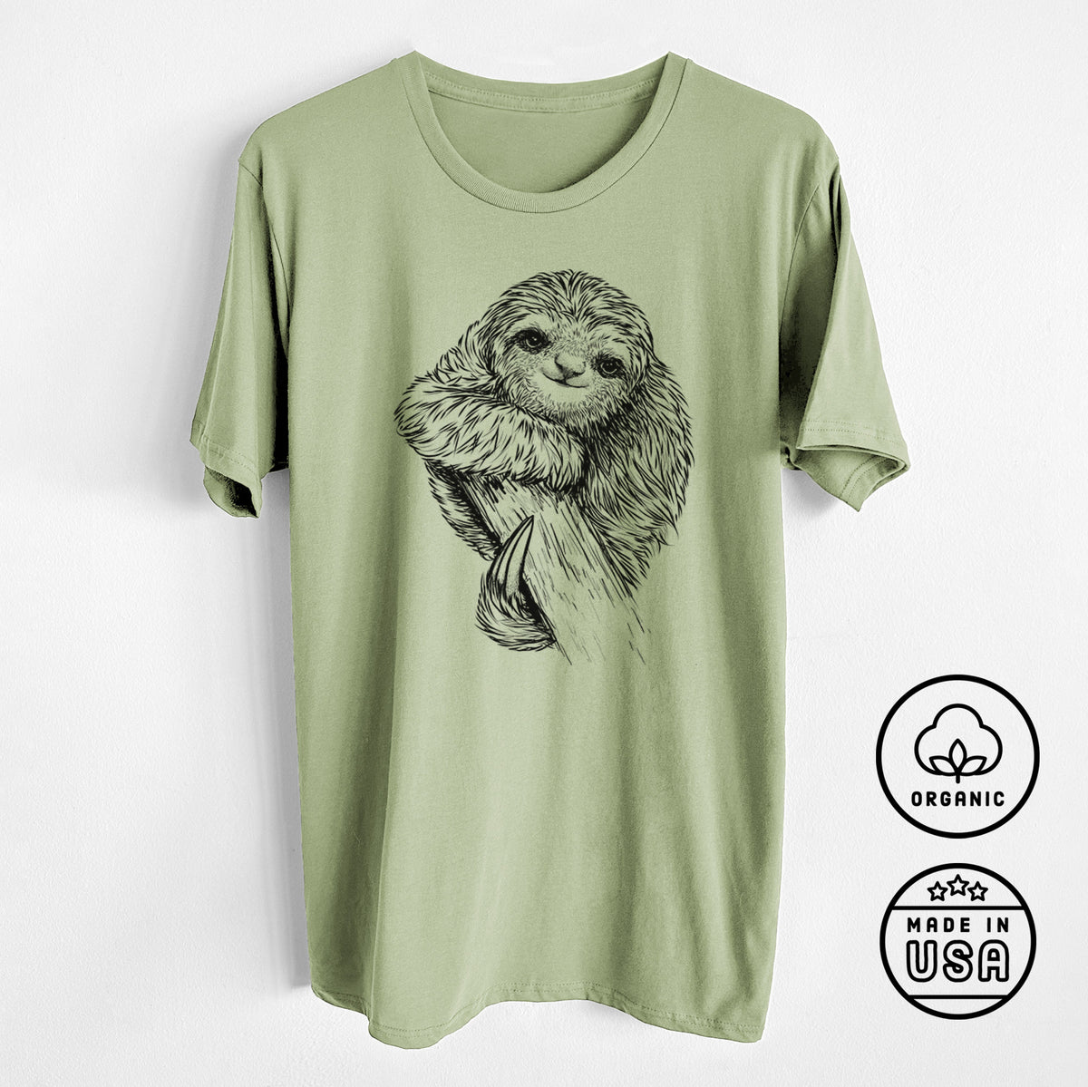Pygmy Three-toed Sloth - Bradypus pygmaeus - Unisex Crewneck - Made in USA - 100% Organic Cotton